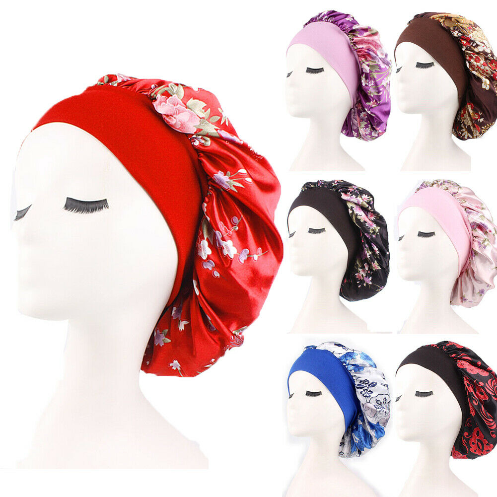 1pc dusjhett silke natt søvn lue hår panser hatt hodetrekk sateng turban dårlig produkt