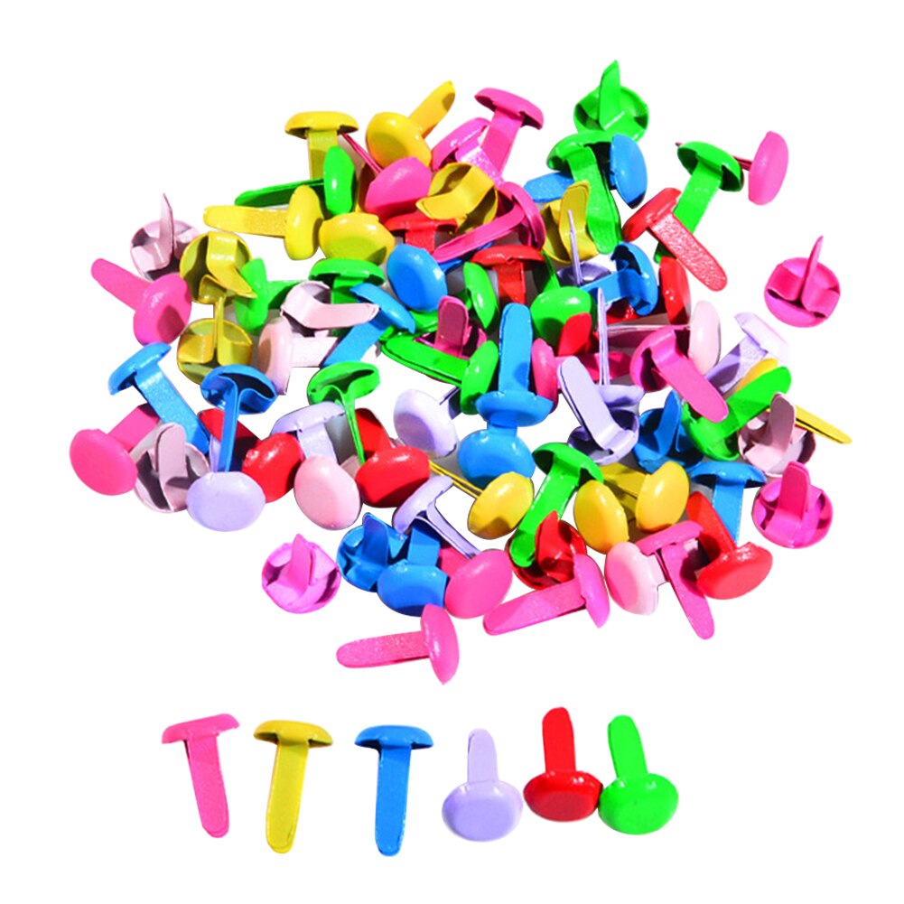 Broches ligeros multiusos para manualidades y álbumes de recortes, adornos para tarjetas, cierres, sujetadores de papel, Mini clavos para niños, duraderos, 100 piezas