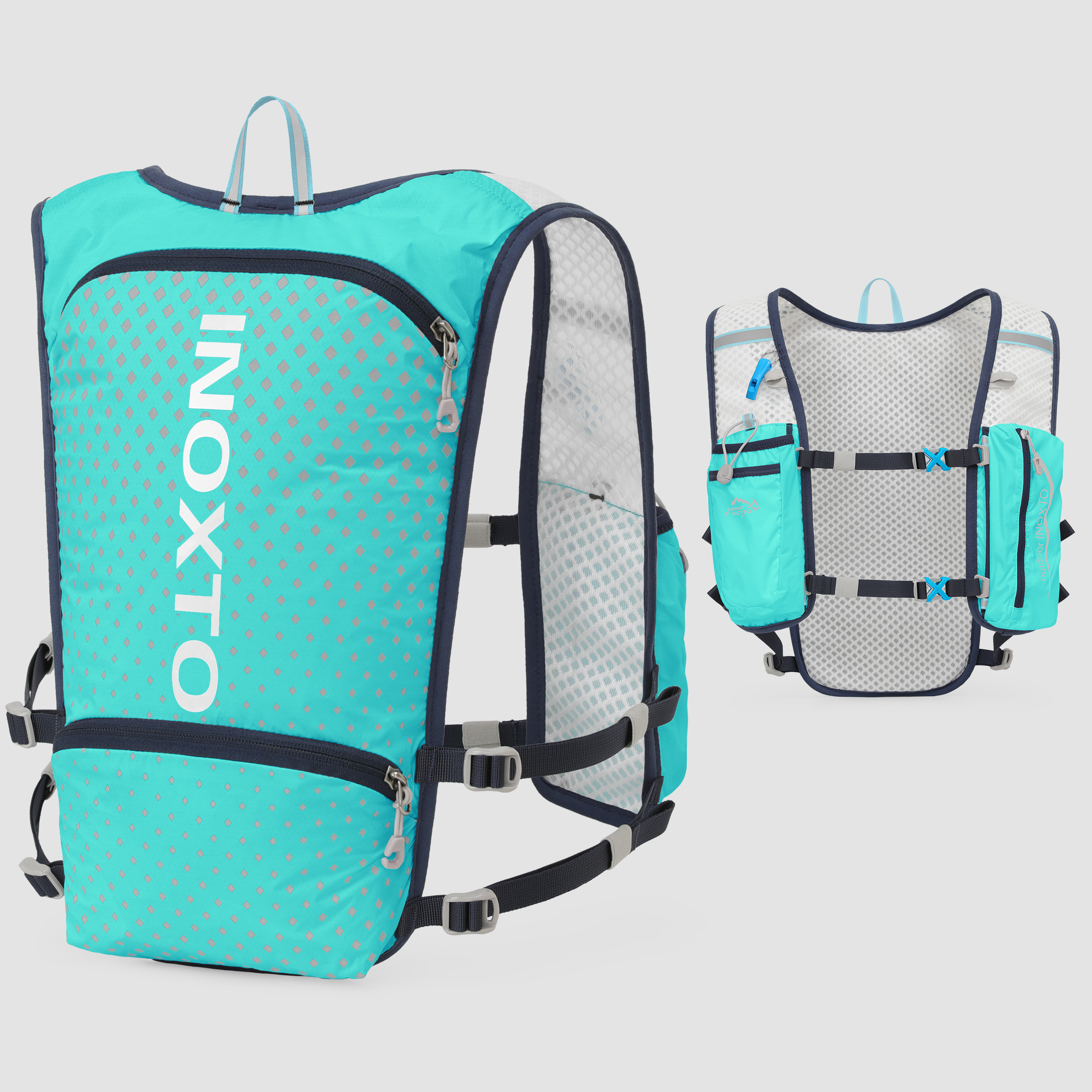 Reflektierende Weste für Damen und Herren, verstellbarer Brustgurt, Lauf-Trinkweste, leichter reflektierender Trinkrucksack: blaue farbe