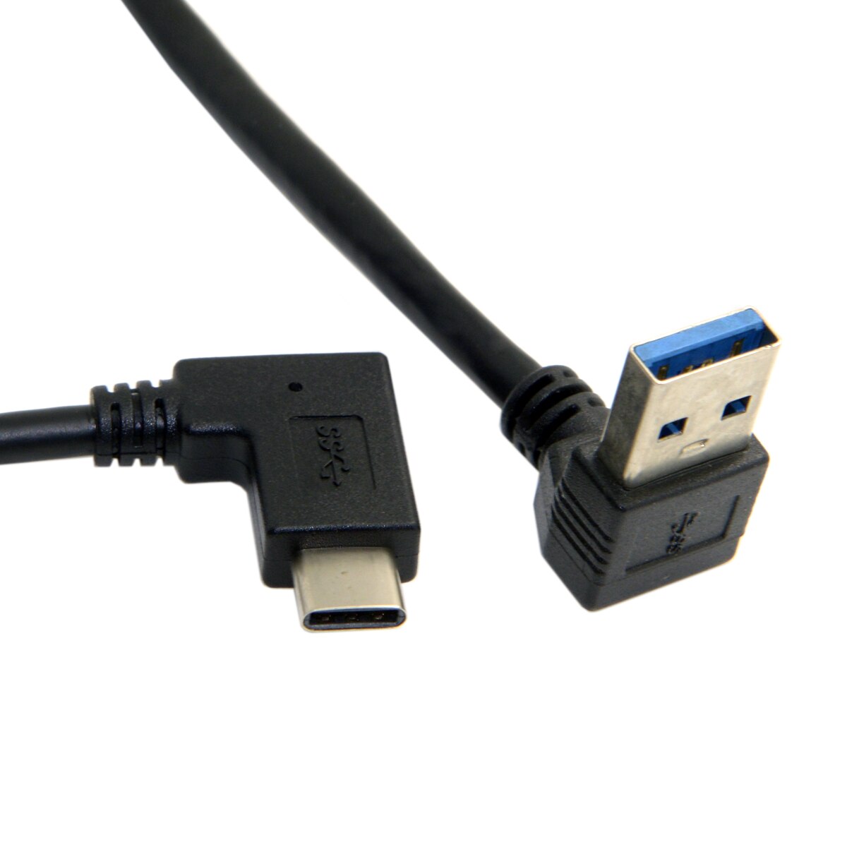 Cablecc 30cm vändbar usb 3.1 typ c usb-c vinklad till nedvinklad 90 grader en handatakabel för laptop &amp; surfplatta &amp; telefon