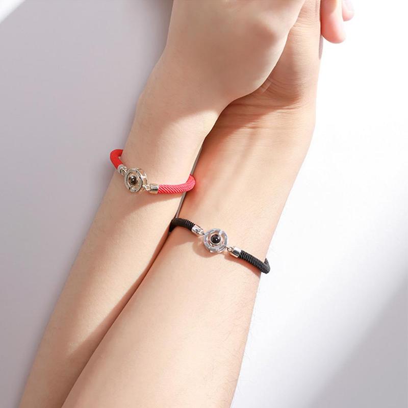 Memory Couple Bracelet 100 Language I Love You Projection Red Lucky Rope Bracelet Black Handmade Lover Romant H5S2