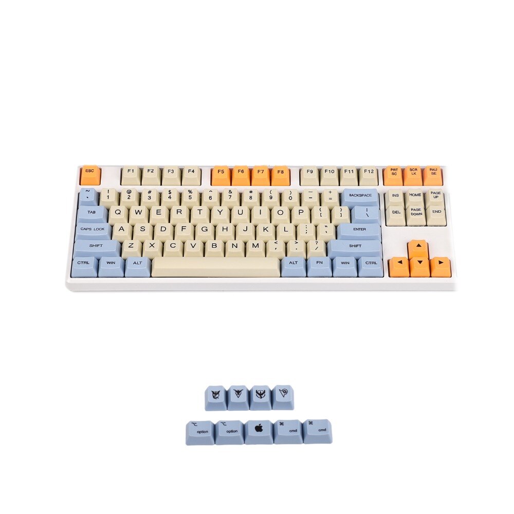 YMDK Blue Beige Orange Dye Sub 108 87 61 Key Mac Keys Thick PBT OEM Profile Keycap For Standard 104 TKL 60% MX Switches Keyboard: 108 plus Mac ISO