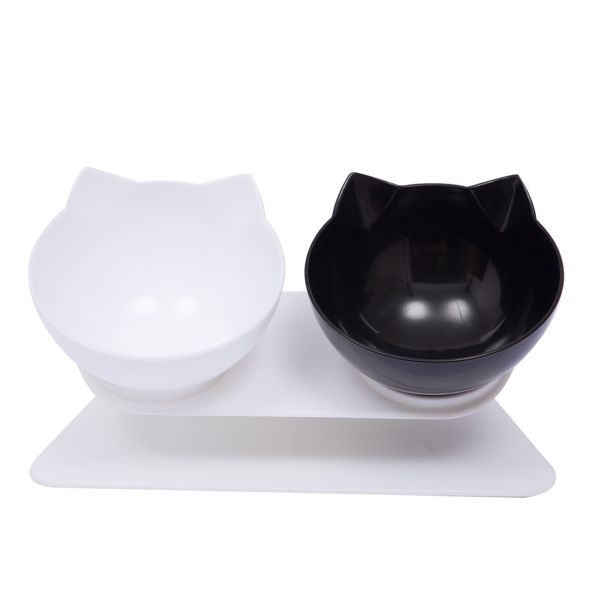 Brand Cat Non-Slip Double Food Bowl with 15° Slant Support Cute Cat-Shaped Bowl with Cervical Protection: F