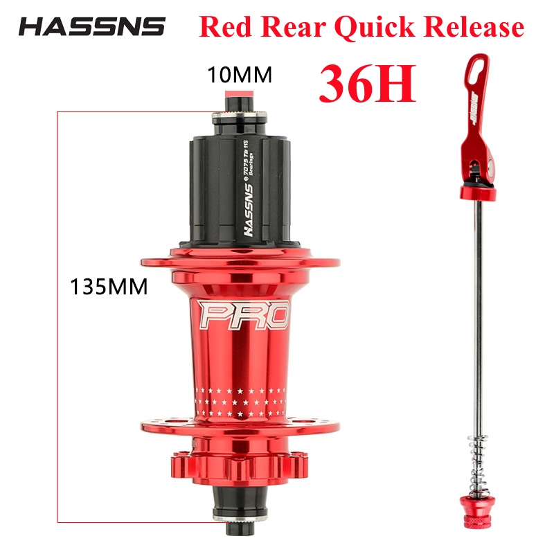 HASSNS Pro 7 36H/32H Hub Bearing MTB Bike 36Holes Freehub Rear Hub for Four Palin 7-12 Speed Noisy Cube Bicycle 6 Pawl Hubs: Red