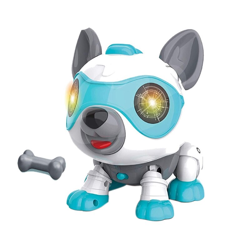 Juguetes electrónicos de Perro Robot para niños, juguete de cachorro interactivo robótico, Control de voz,: Sky Blue
