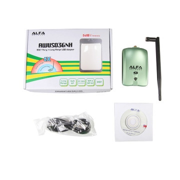 ALFA AWUS036NH Ralink 3070L Chipset 150Mbps Wireless USB Adapter 2000mW High Power wireless network card WIth 5db antenna: With packaging