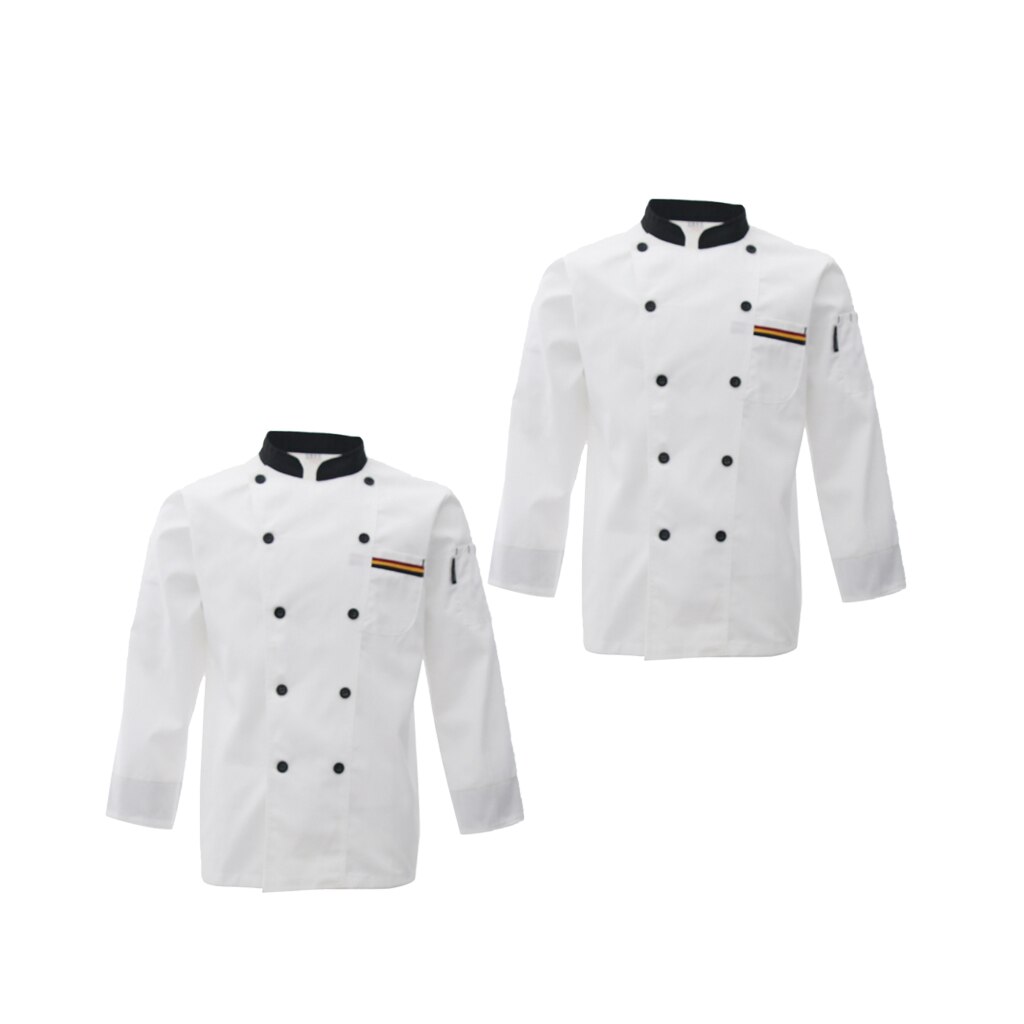 2Pcs White L CHEF COAT JACKET CHEFS White COAT CHEFWEAR UNISEX GOOD