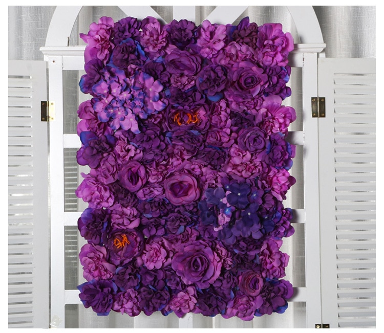 60 x 40cm kunstige silke blomsterpaneler, roser, peoner, hortensia blomsterbakgrunn for bryllupsfest blomsterveggdekorasjon