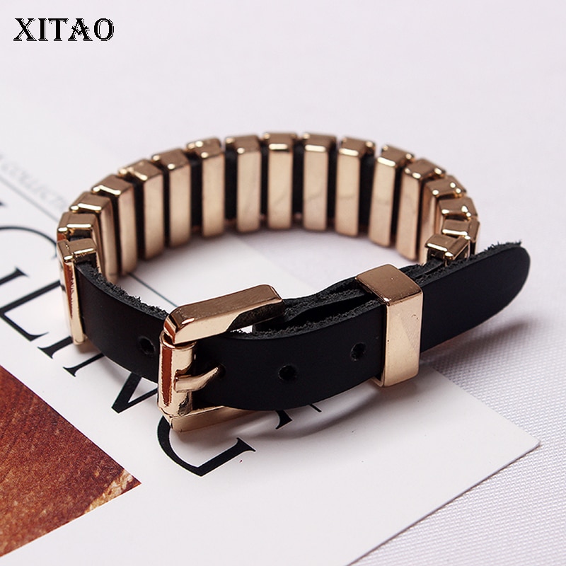 [XITAO] Europe Women Solid Color Metal PU Bracelets Female Accessories GWY1835