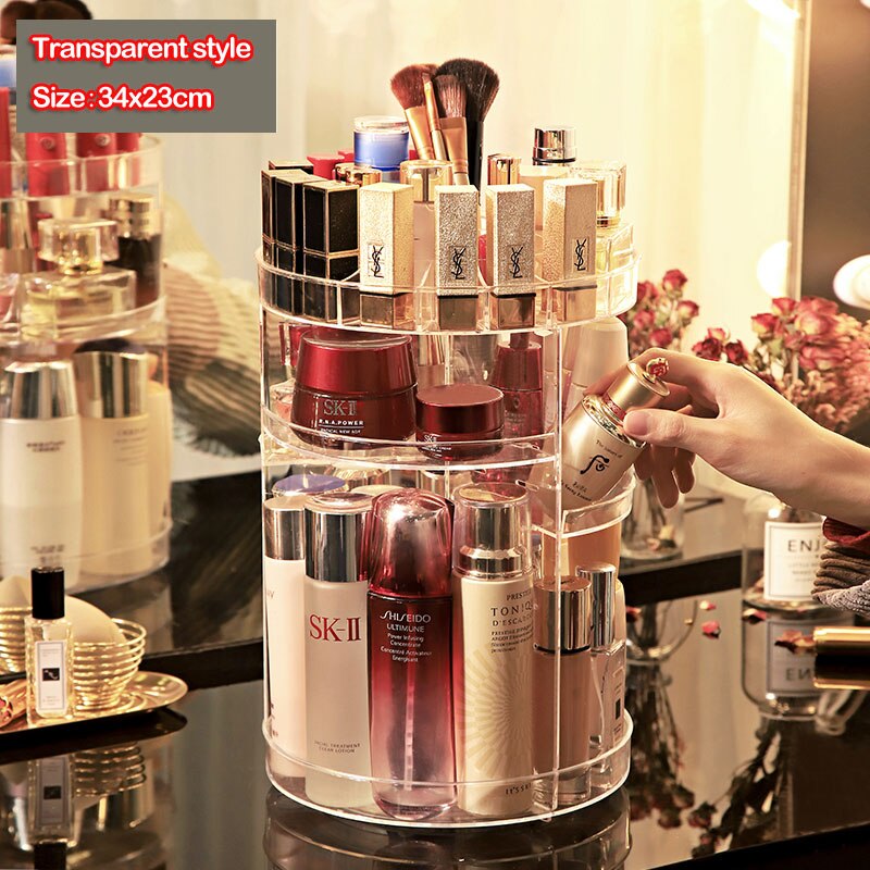 Make up arrangør kosmetik opbevaringsboks 360 graders rotation gennemsigtig spin multifunktionel aftagelig akryl: 3b