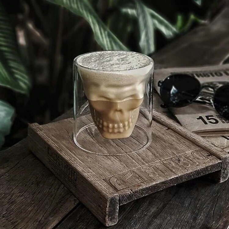 1 pz/75ML cranio bicchiere di vino tazza Latte caffè whisky tazza di vetro trasparente Vodka bere Bar Club bicchiere di vino