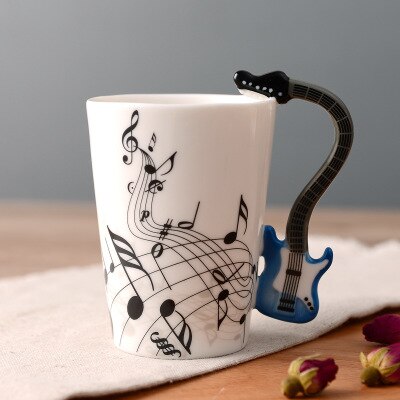 Teemukit musiikki kitara keraaminen muki kahvikuppi kahvalla mukit kahvikupit canecas tazas matkapullo: 5