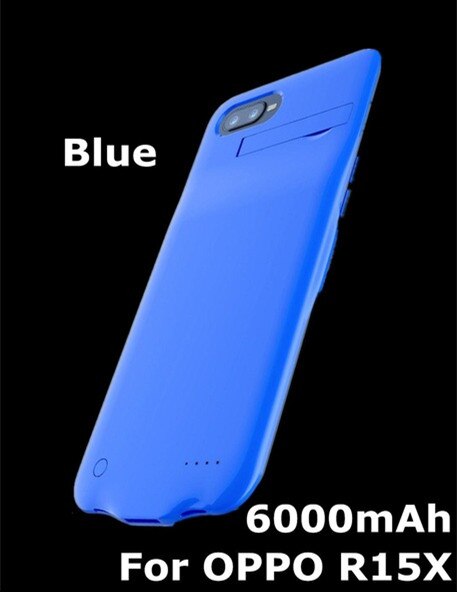 Batterij Power Case Voor Oppo R15X Externe Backup Charger Batterij Gevallen 6000Mah Draagbare Power Bank Batterij Opladen Case Cover: Blauw