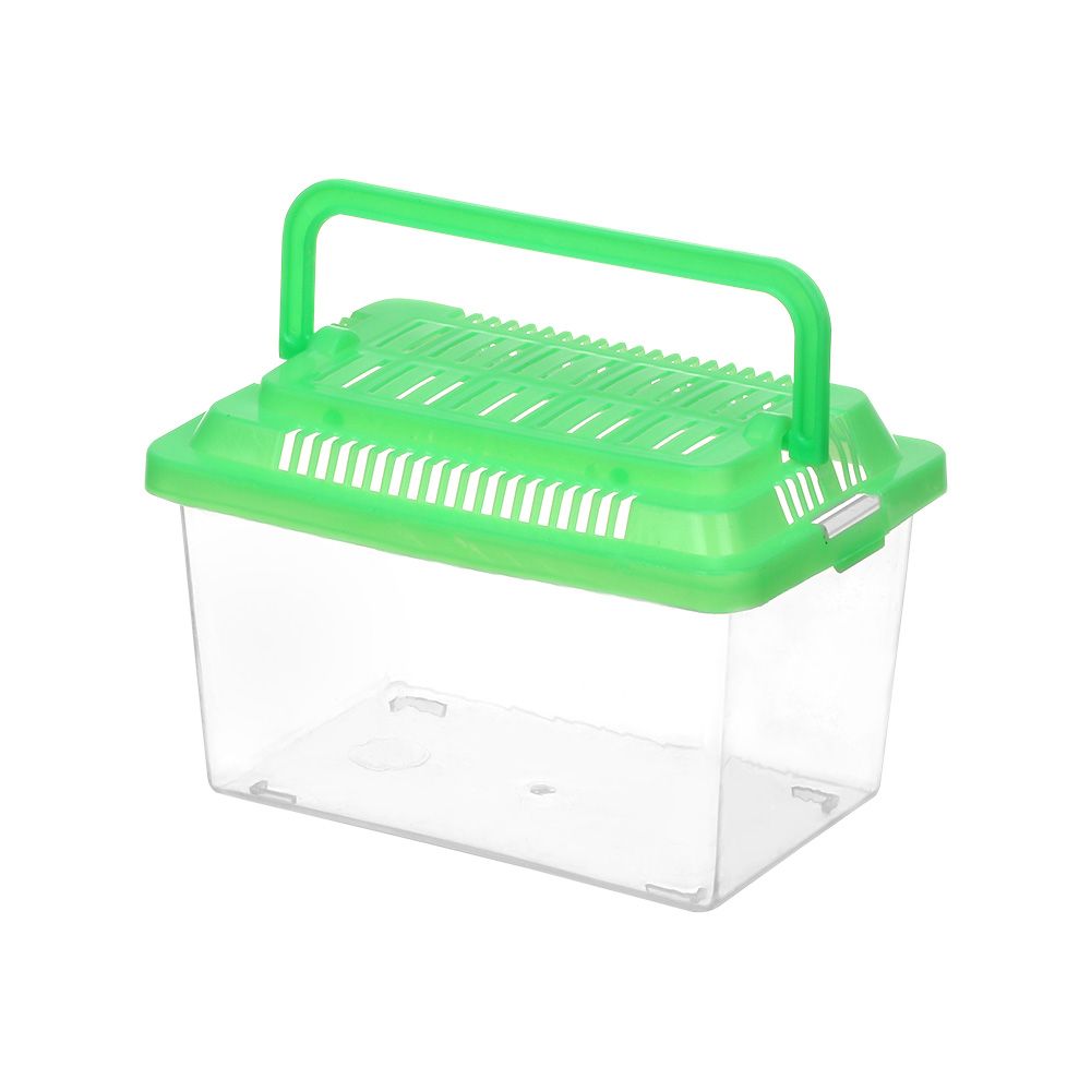 1PC Portable Cage Bowls Feeding Goldfish Turtle Tank Hamster Transparent Box Fish Aquatic Plastic Pet Supplies Aquariums: S(13x9x9cm)