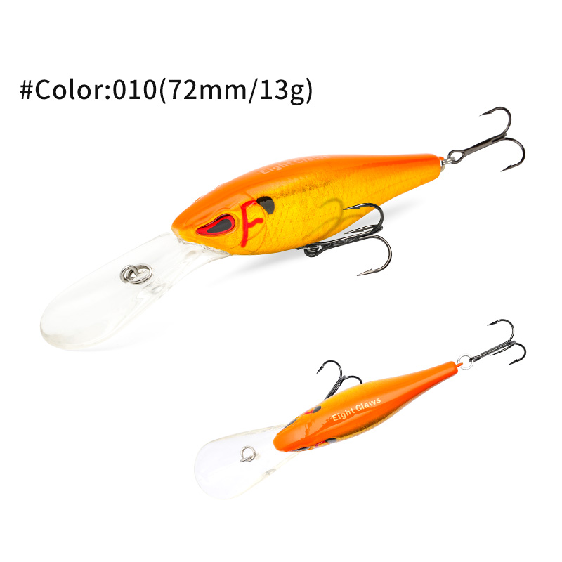 MSEASFREE Señuelo de pesca flotante Minnow, cebo duro Artificial, sonajero de 72mm y 13g, Wobblers de agua dulce para Lucio, aparejos de pesca: Naranja