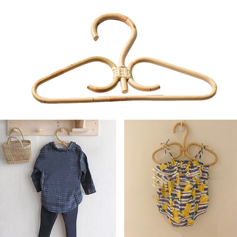 2 Stuks Rotan Kleerhanger Natuurlijke Rotan Hand Geweven 3 Haak Hanger Voor Thuis Garderobe Kleding Winkel Decor