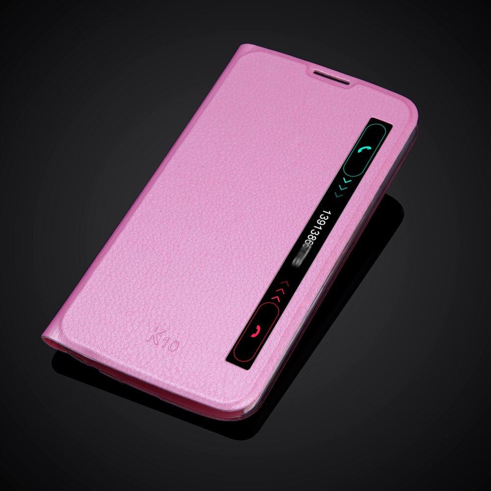 Funda Smart quick cover para LG K10 K410 K420N Auto sleep súper fino Funda de cuero con tapa: Rosa