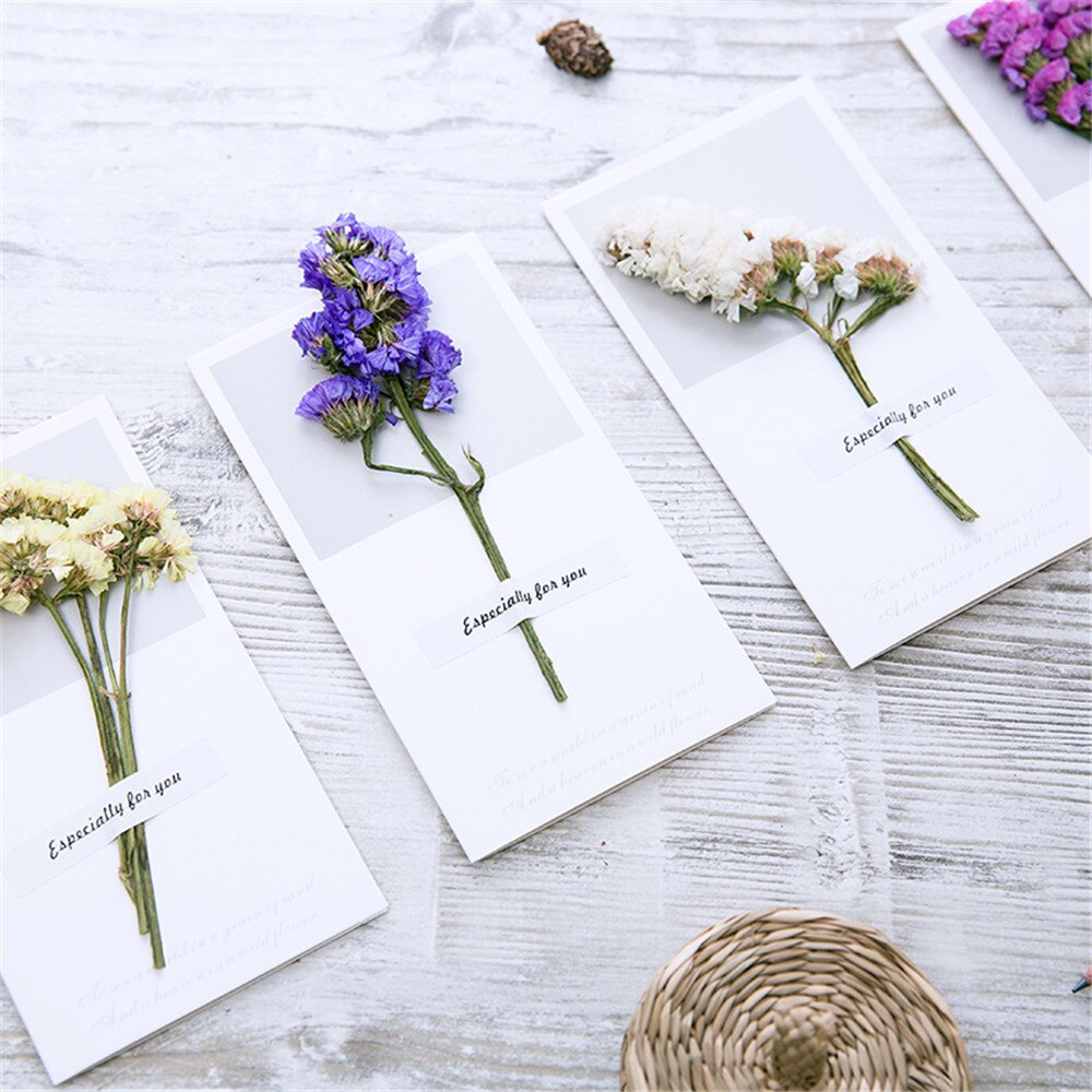5pcs Retro Dry Flower Letter Papers Envelope Wedding Invitation Card Paper Handmade Greeting Card Letter Writing Paper