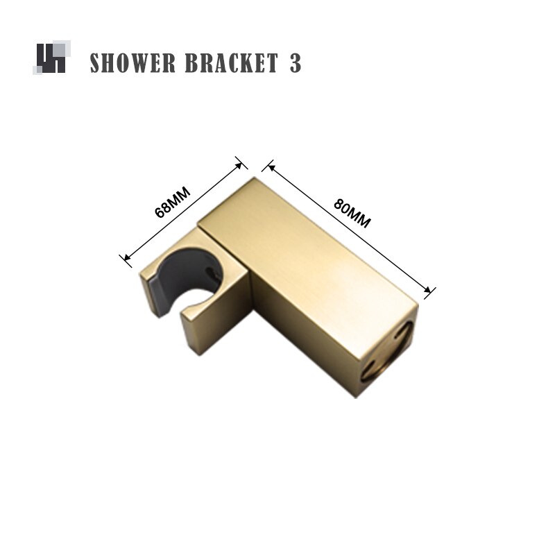 Brushed Gold Hand Shower Bathroom Handhold Water Saving Shower Head Round Square Wall Mount Holder Shower Hose Bath Hand Sprayer: Type C Bracket Only