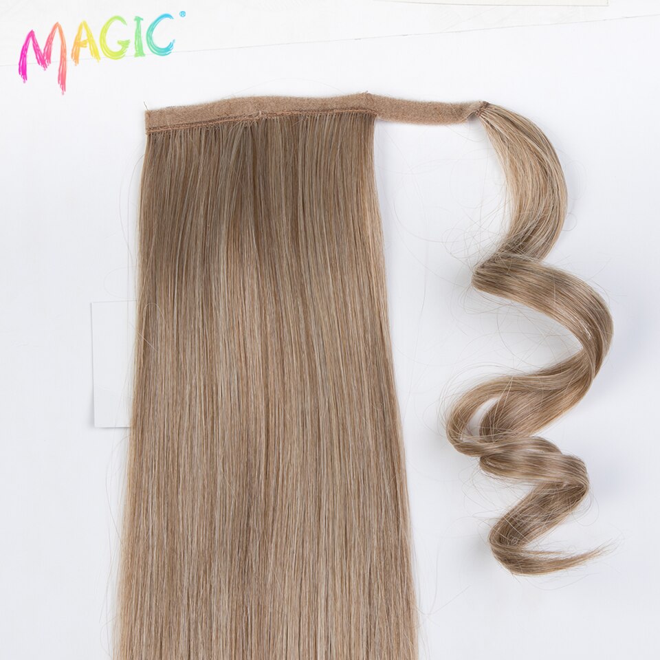 Magic Synthetische Lange Rechte Paardenstaart Haar 32 Inch Wrap Around Clip In Paardenstaart Haar Hittebestendige Staart Synthetische Extensions