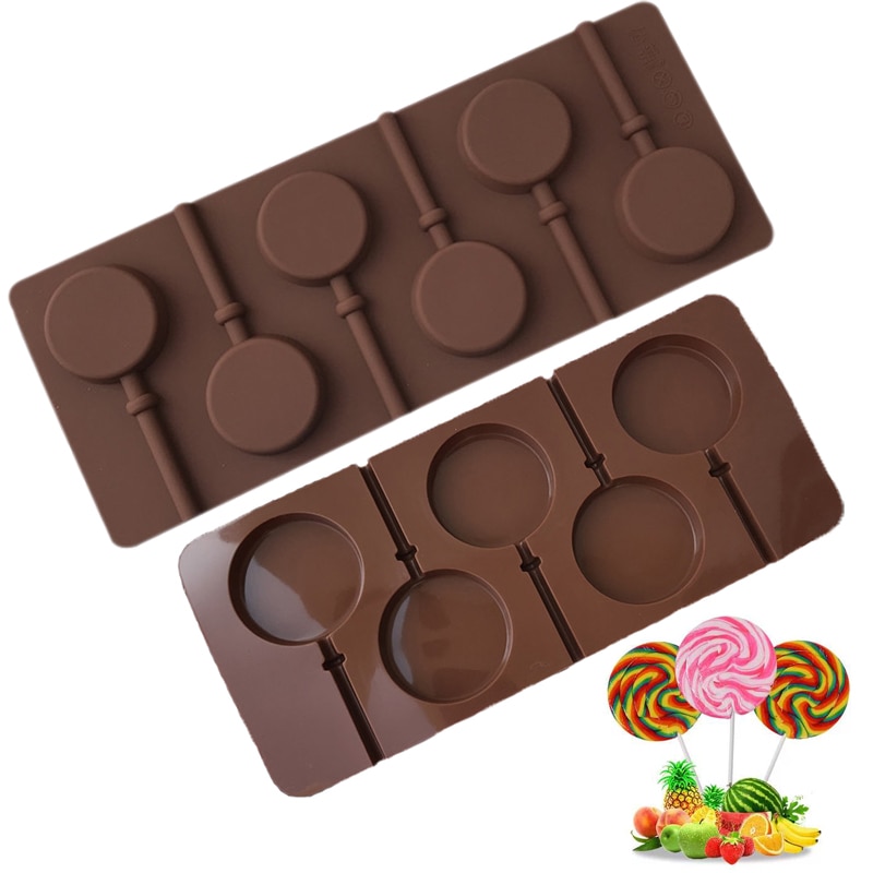 5/6 Gaten Herbruikbare Siliconen Ronde Lollipop Mold Zeep Lollipops Chocolade Decoratie Stencil Confectioners Bakken Tools Levert