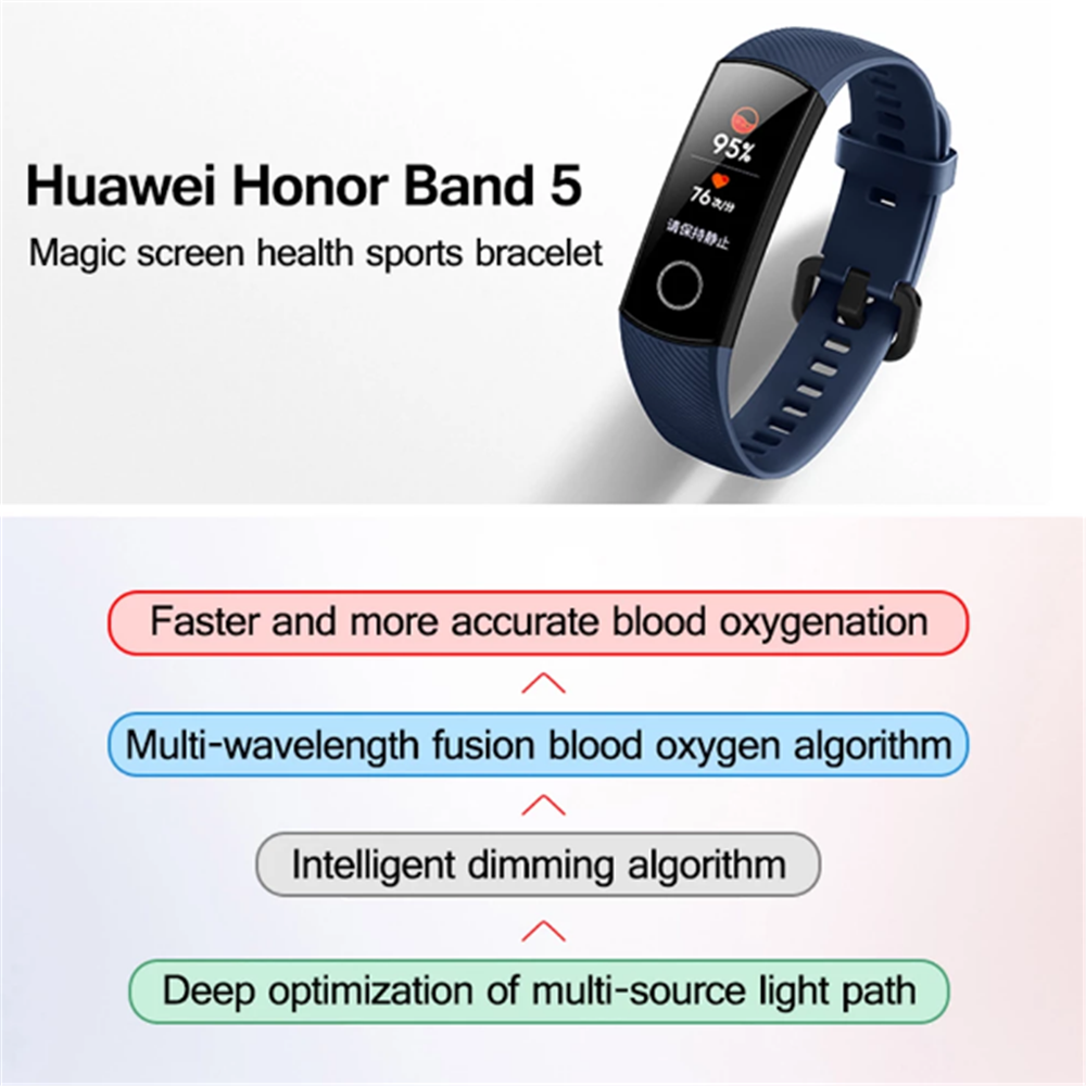 Original Huawei Honor Band 5 Smart Wirstband Blood Oxygen Touch Screen Swim Detect Fitness Tracker Heart Rate Sleep Bracelet