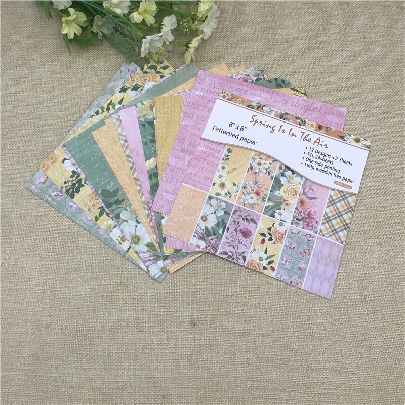 24 sheet 6"X6"Beautiful spring flower patterned paper Scrapbooking paper pack handmade craft paper craft Background pad