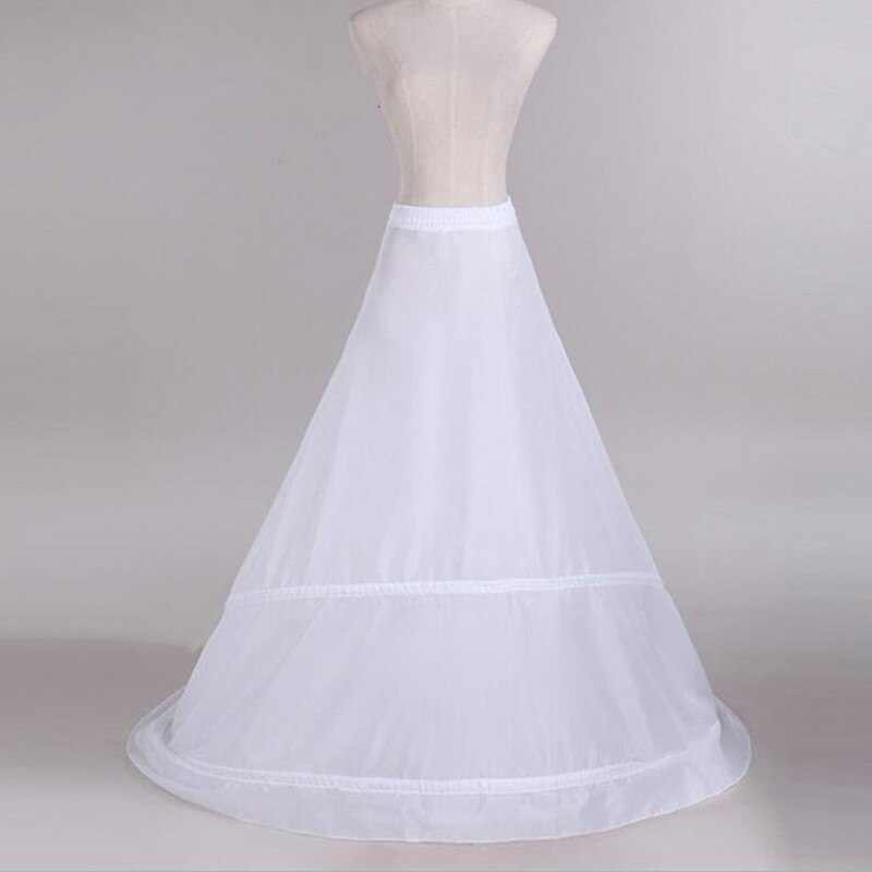 Women Petticoat With Train White 2 Hoops Underskirt Crinoline For Bride Formal Dress In Stock Cheap Wedding Accessories
