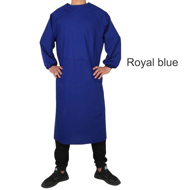 Bata impermeable reutilizable unisex, prenda de trabajo resistente al aceite y apta para la limpieza del hogar: Royal blue