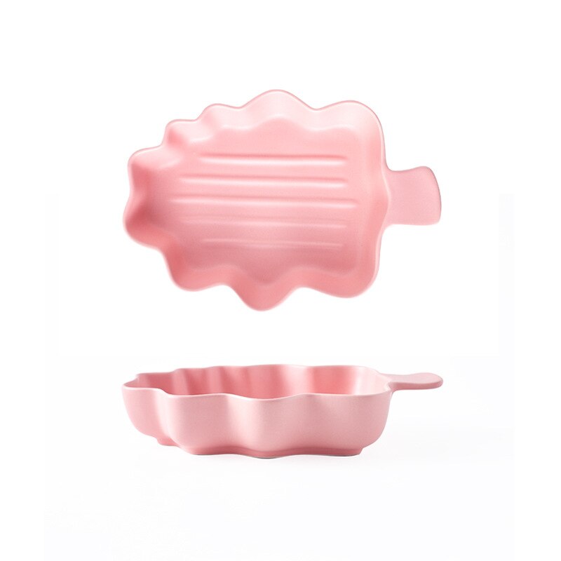 Baking Large Baked Rice Baking Plate Salad Bowl Dim Sum Baking Bowl Stripe Christmas Leaf Plate Ceramic Tableware