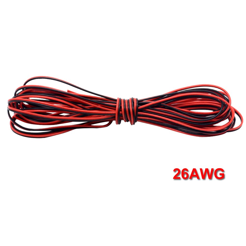 5 M/partij Rood Zwart 2Pins 26AWG Led Extension Uitgedund Koperdraad Kabel Met Draad Doorsnede 0.1 Pvc geïsoleerde Draad Voor Auto