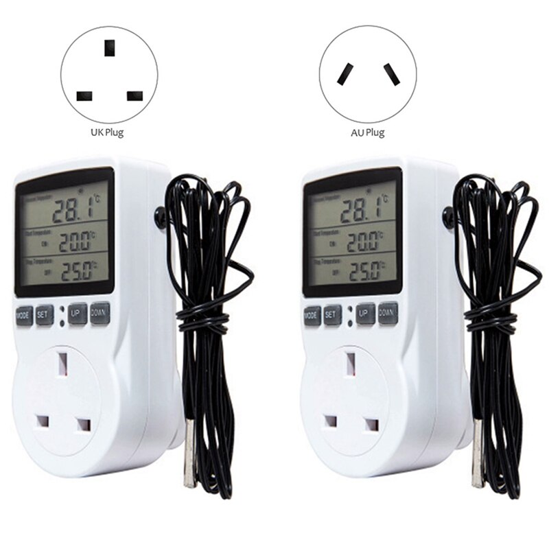 Digital Temperature Controller Thermostat Outlet Socket Plug Heating Cooling Timer for Homebrew Greenhouse