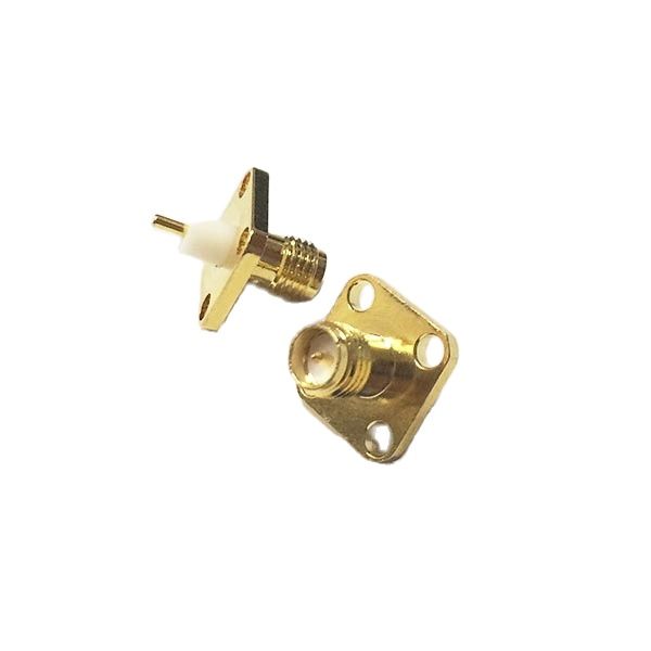 Conector conversor de modem coax 1 peça, novo embutido fêmea rf conector de flange com 4 buracos ponta de solda isolante reto longo 4mm banhada a ouro