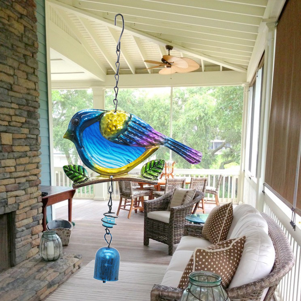Portable Metal Glass Decor Wind Chimes Cute Bird Wind Chimes Home Window Balcony Yard Hanging Bells Outdoor Garden Ornament
