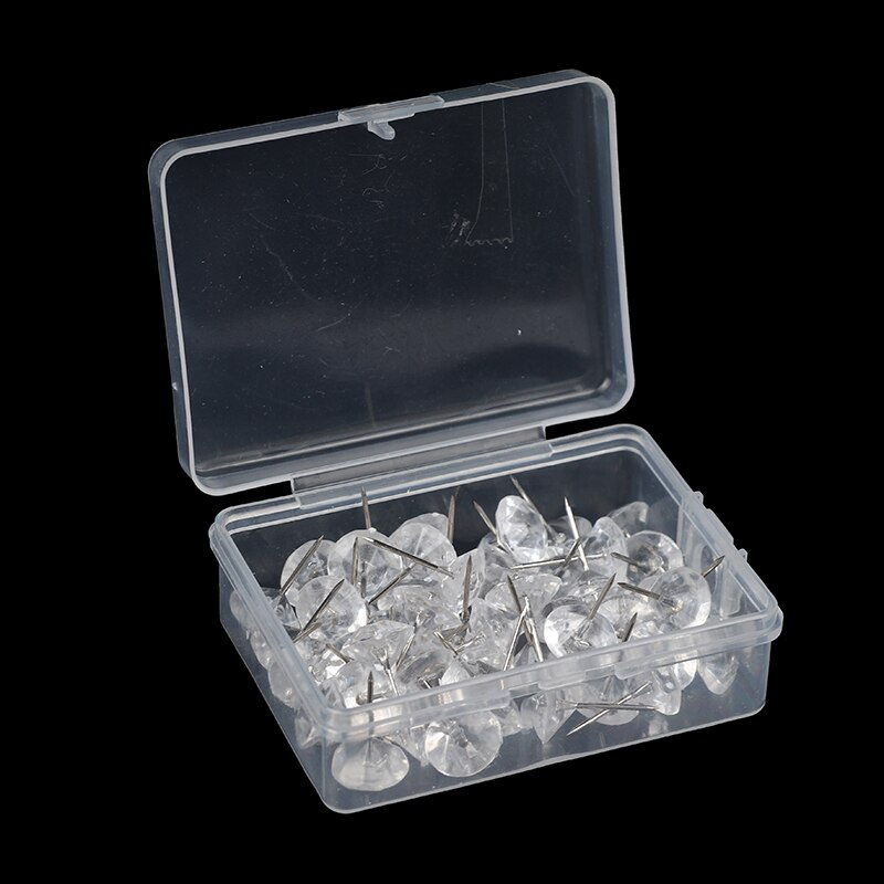 50pcs/box Water Droplets Diamond Pin Thumbtack Crystal Head Push Board Pins Cork Board Message Map Nail