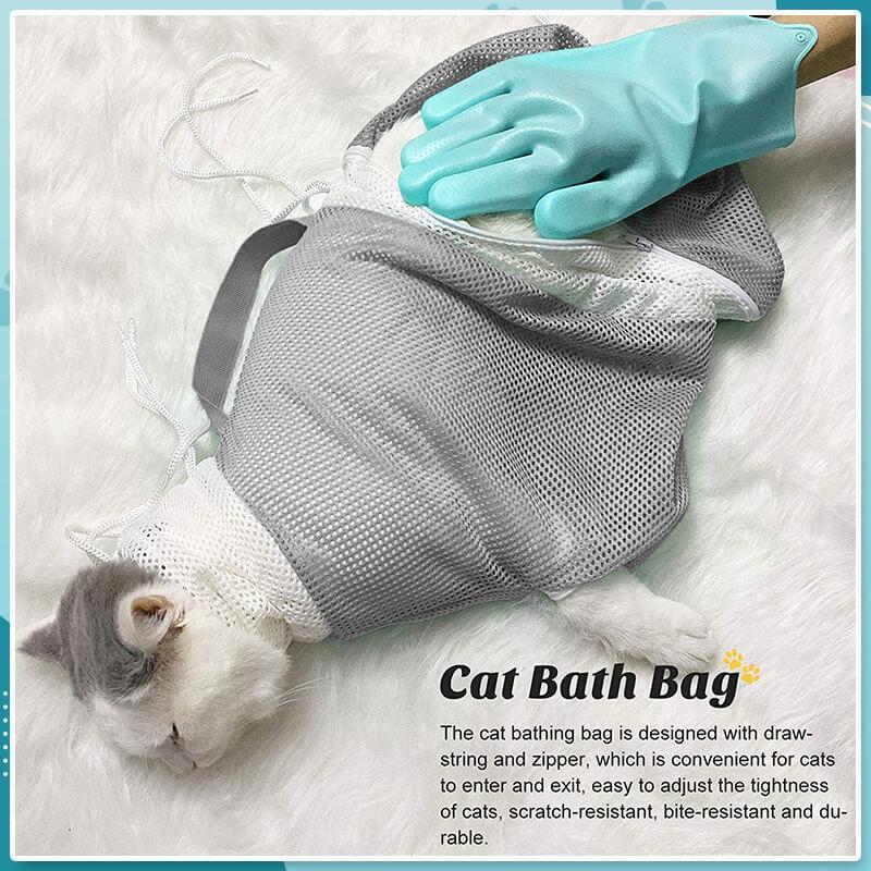 Cat Shower Pouch Mesh Cat Bathing Bag Cats Grooming Washing Bags Cat Bath Clean Bag No Scratching Bite Restraint Cat Supplies Na