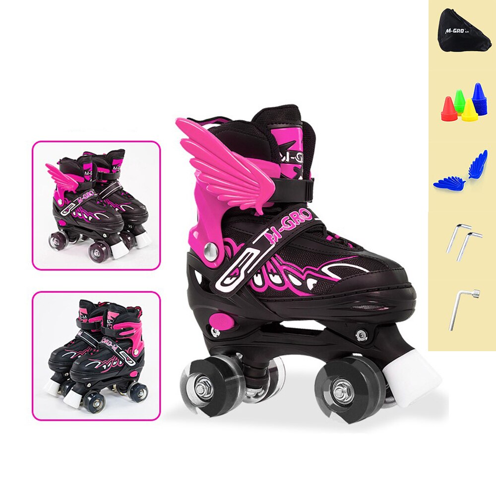 neue Kinder Einstellbare Skates Rollschuhe Jungen Mädchen kinder Rollschuhe Schuhe Flash 4-Räder Außen Sport skates: pink black wheel / l