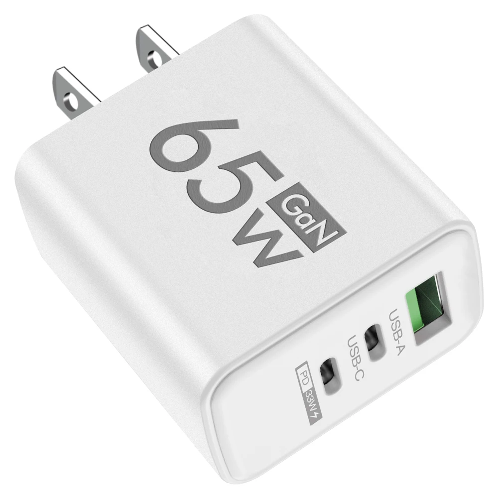 65W GaN USB Charger High Speed Fast Quick Charging Adapter Type C PD Mobile Phone Wall Multiple 3 Ports for IPhone Huawei Xiaomi: US