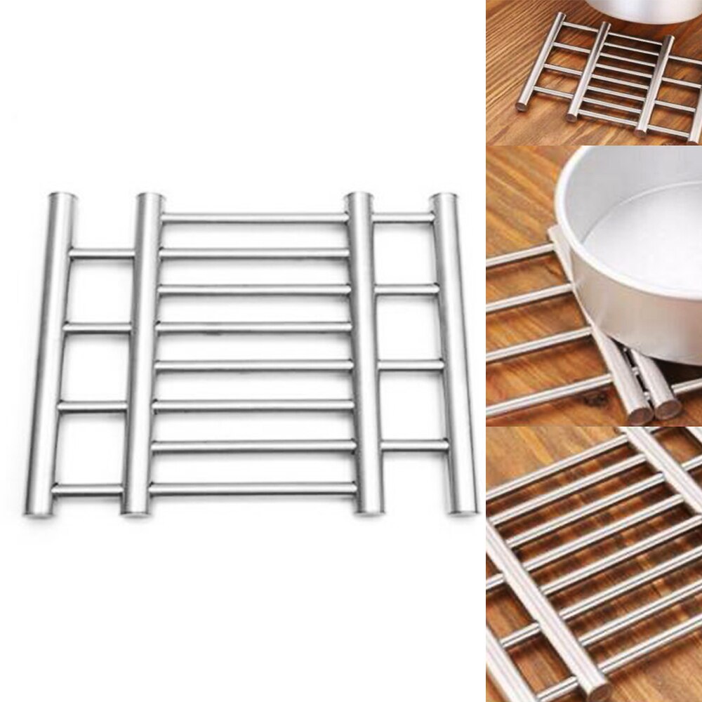 Adjustable Stainless Steel Kitchen Insulation Pads Ladder Trivet Worktop Saver Pot Pan Stand Rack Kitchen Gadget 3