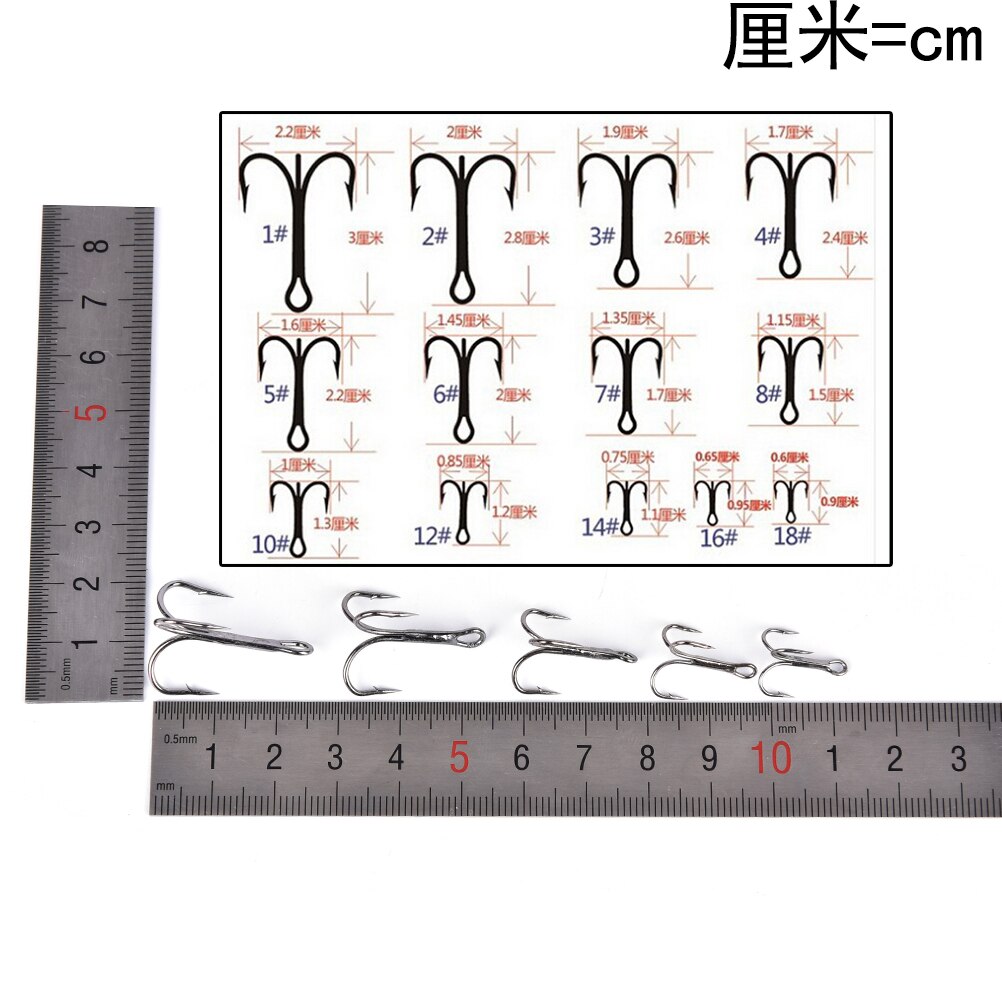 20pcs/ Set Treble Fishing Hooks Carbon Steel Barbed Fishhooks Super Sharp Triple Hooks Sea Tackle Accessories