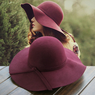¡Novedad! Sombrero Pillbox YIFEI, bombín Fedora sombrero de fieltro de ala ancha para mujer, gorra con lazo flexible para el sol, sombrero grande para mujer, 10 colores para exteriores