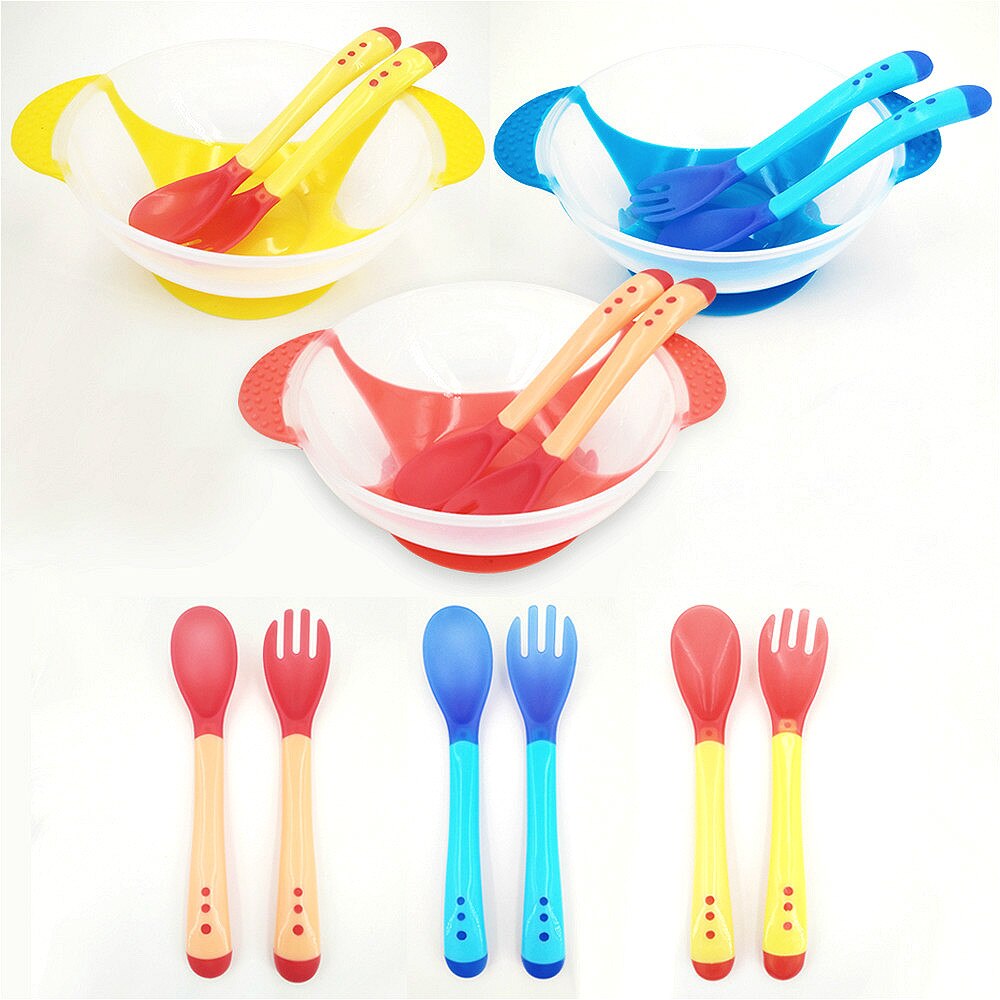 Baby Bowl Set Training Bowl Spoon Tableware Set Dinner Bowl Learning Dishes with Suction Cup Children Training Dinnerware