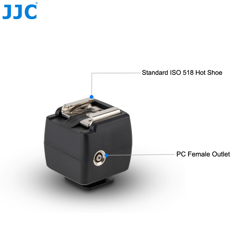 JJC-disparador óptico de Flash esclavo, ISO 518 adaptador inalámbrico, sincronización de zapata con toma de PC, rosca 1/4 para Canon, Nikon y Sony