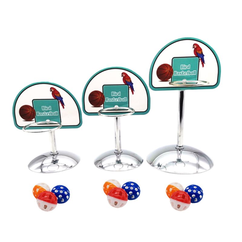 Accesorios de aro de baloncesto para mascotas, juego de juguetes para masticar, bolas, campanas, periquito, loro, rompecabezas