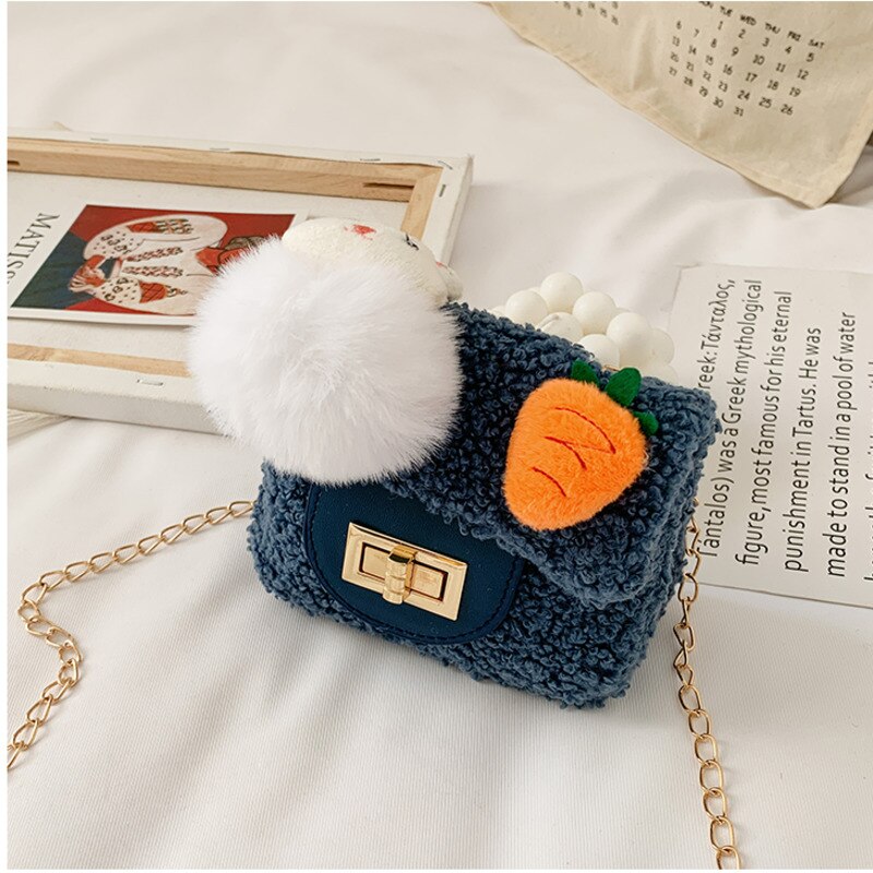 neue pelzigen schloss kleine quadratische tasche einfarbig retro umhängetaschen für frauen wilden Schlinge tasche nette Mini lolita geldbörsen: Blau