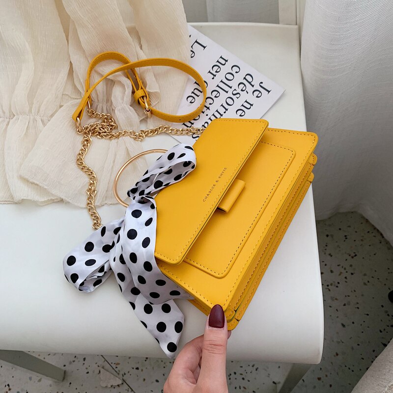 Luxury Handbags Women Bags Small Tote Bag Ladies PU Leather Chains Crossbody Bag Female Shopping Shoulder Bags: Yellow