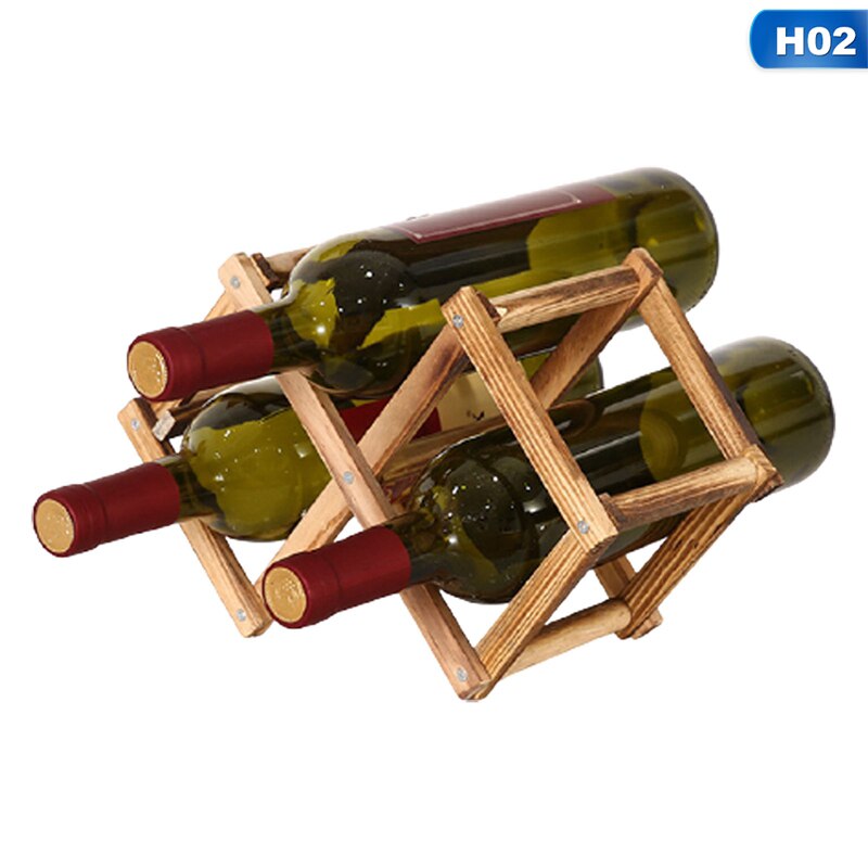 Solid Wood Folding Wine Racks Foldable Wooden Wine Stand Holder 10 Bottles Stackable Wine Cellar Racks Kitchen Bar Display Shelf: H02