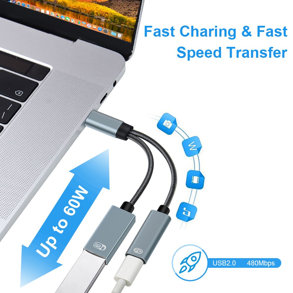 OTG 2 w1 USB C rozdzielacz kabel danych i ładowania dla Google TV dla chromecasta dla Samsung typ C męnarty na USB C OTG adaptery telefoniczne