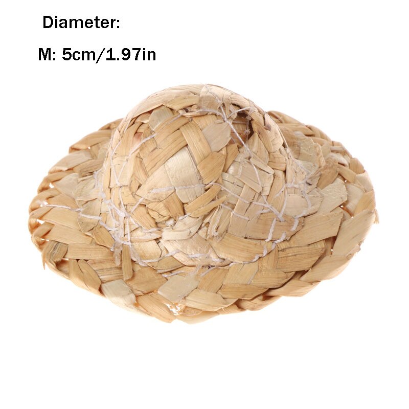 1PC Handmade Straw Woven Hat Adjustable For Parrot Birds Accessories Fashionable: M 5cm