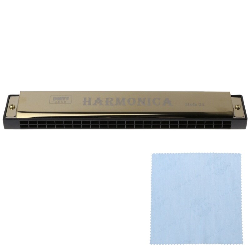 Professionele 24 Hole Harmonica Sleutel van C Mond Metalen Orgel voor Beginners: Goud